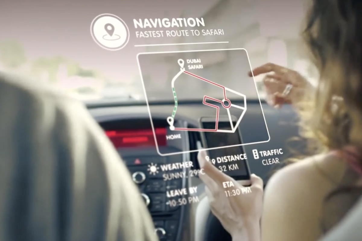 Connected vehicle navigation interface routing to Dubai Safari Park